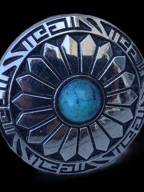 SCARF SLIDE TURQUOISE Center set in SILVERTONE NEW by Ornaments Collection